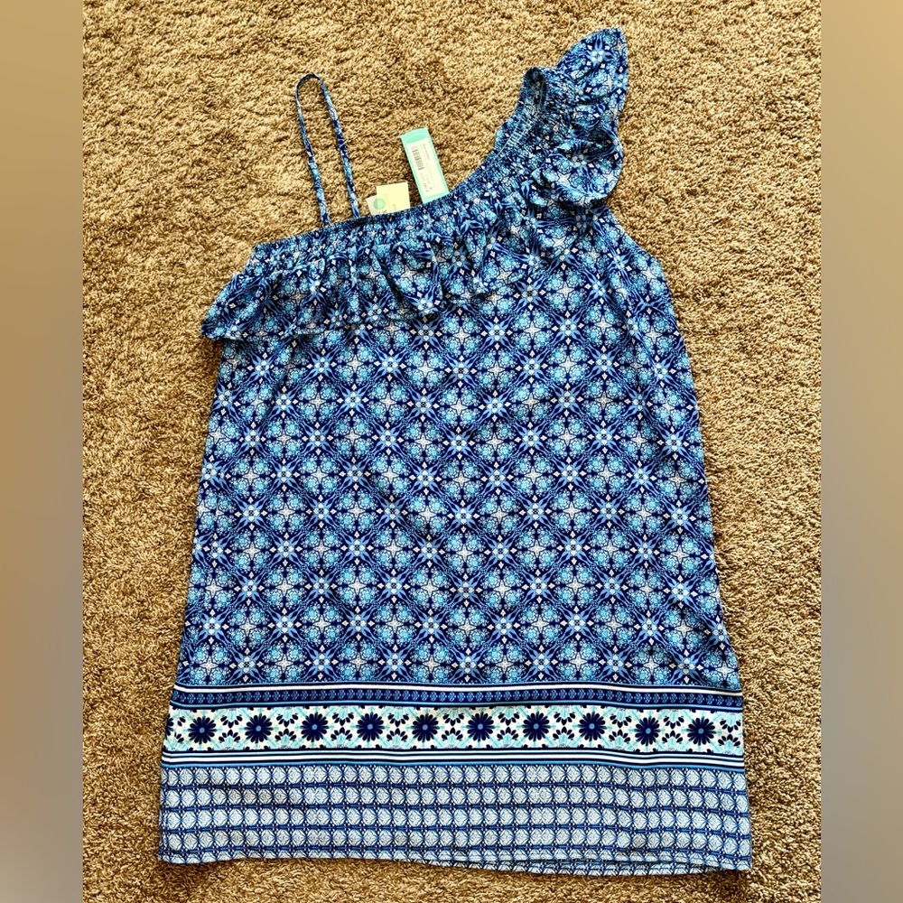 Skies are Blue Magnolia One Shoulder Ruffle Detail Dress in Size XL